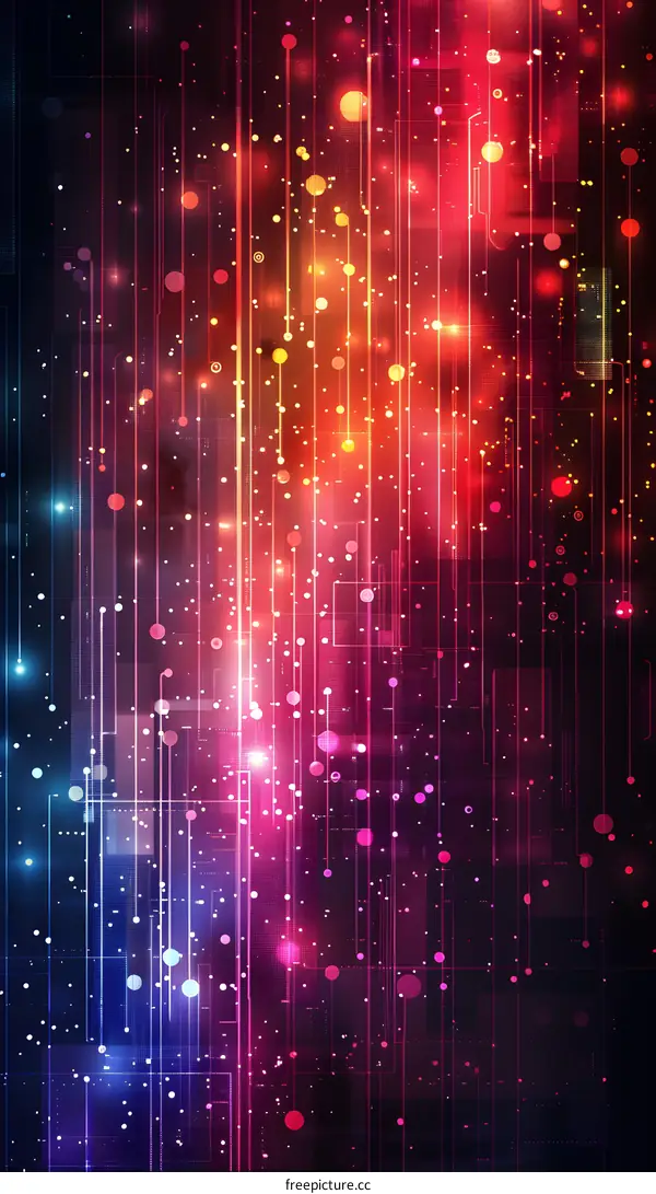 Abstract Dark Background with Neon Light and Glowing Lines