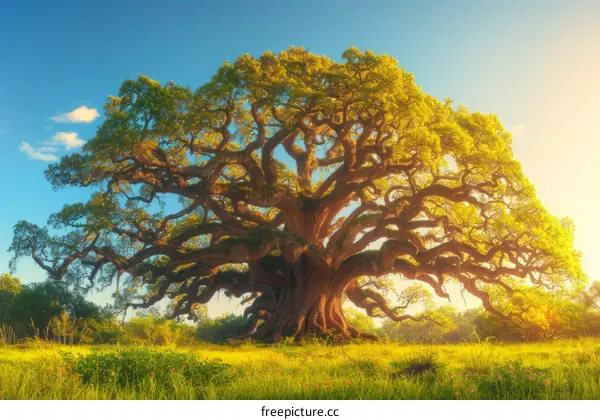 Large Oak Tree in Field