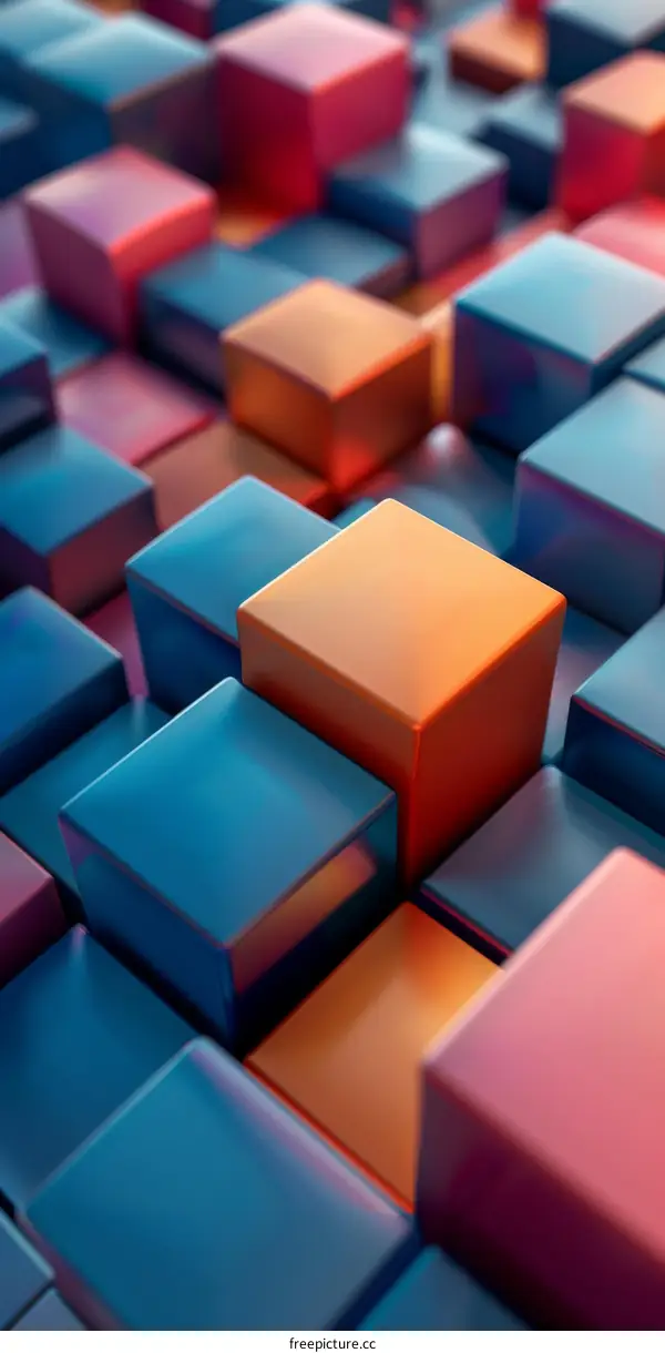 Abstract 3D Blue and Orange Cubes Background