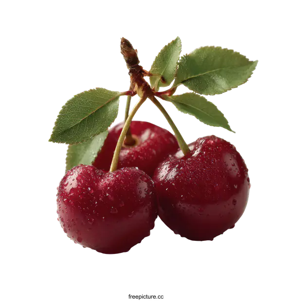 [Transparent Background PNG]Fresh Cherries with Dew Drops