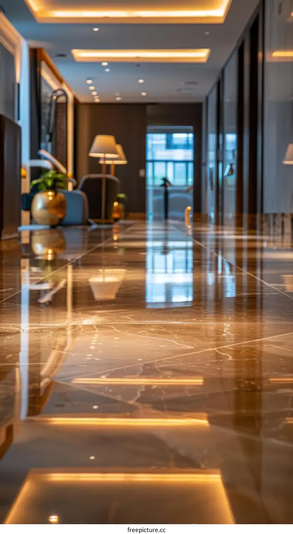 Marble floor in the hotel lobby