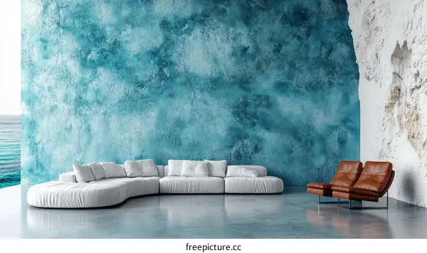 Modern Coastal Living Room Illustration