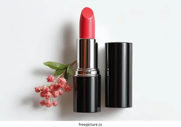 Elegant Coral Lipstick and Dried Flowers Arrangement