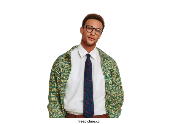 [Transparent Background PNG]Stylish African American Man in Fashionable Outfit