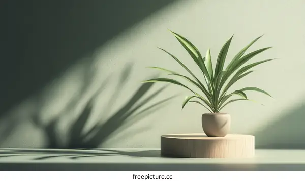 Minimalist Plant Display Against a Light Green Wall