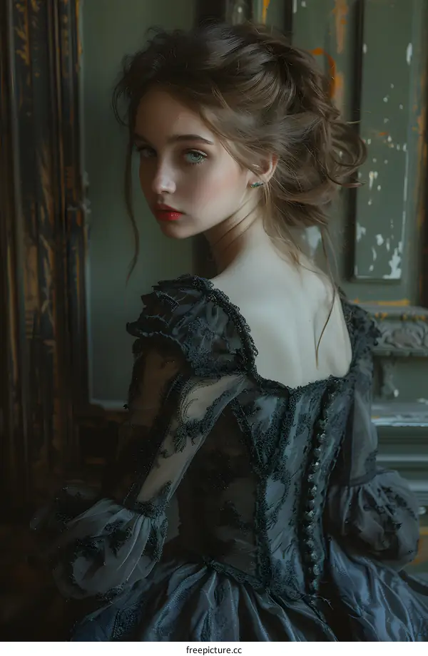 portrait of a young woman in a black dress