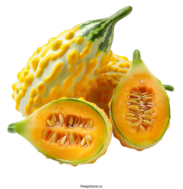 [Transparent Background PNG]Fresh Yellow and Green Gourds