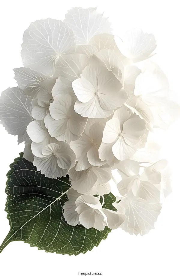 White Hydrangea on White Background