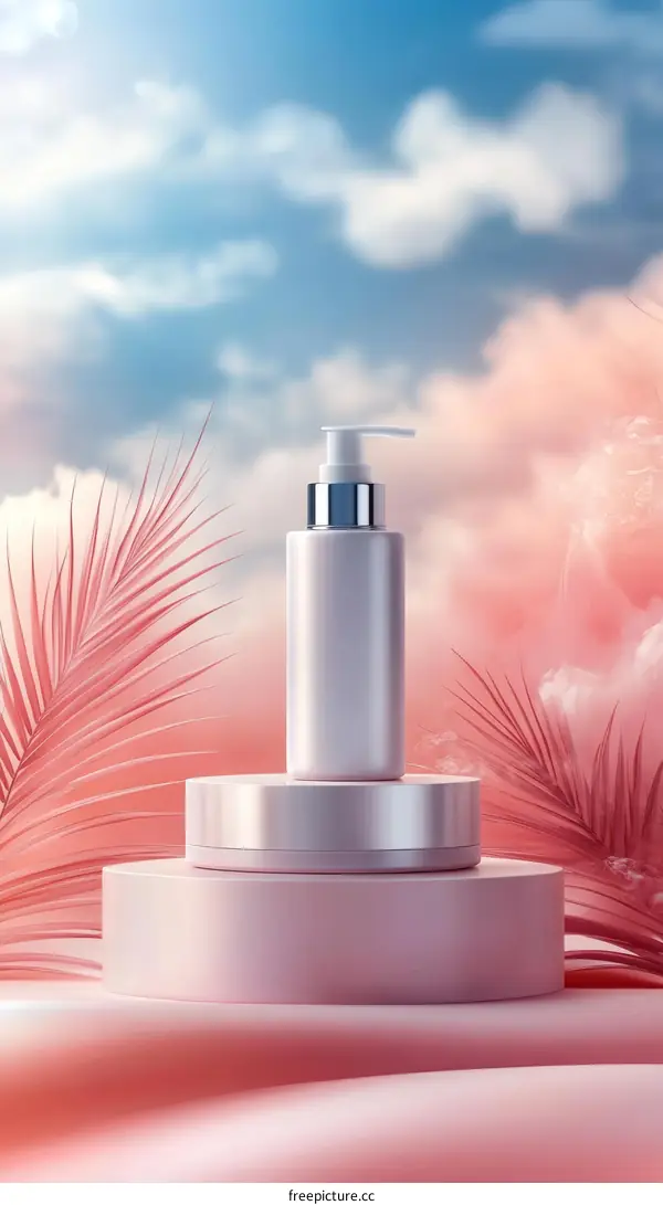 Cosmetic Product Display on a Pastel Background