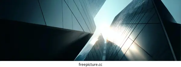 Modern Architecture Skyscrapers Sunlit Perspective