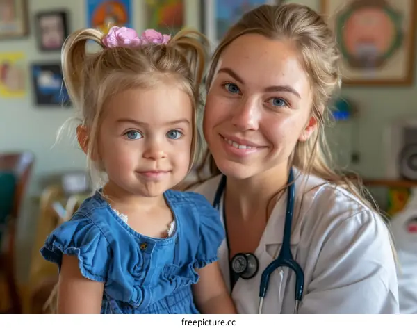 Pediatrician with young patient