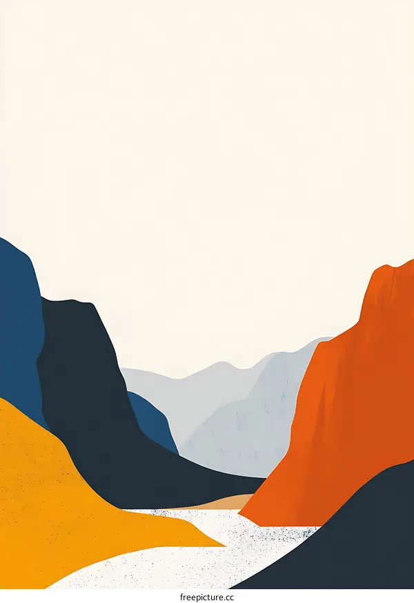 Abstract Mountain Landscape with Minimalist Design