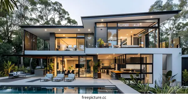 Modern Two Story Home With Swimming Pool