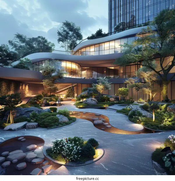 Modern Architectural Design with Lush Landscaping