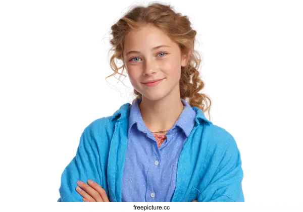 [Transparent Background PNG]Portrait of a Smiling Caucasian Girl