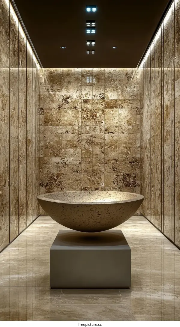 Modern Architectural Interior with Abstract Bowl Sculpture