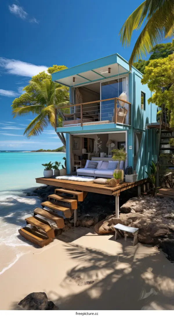 Modern Beachfront Container Home with Stunning Sea Views