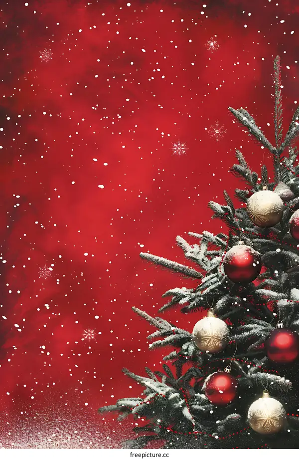 Christmas Tree With Red And Gold Ornaments