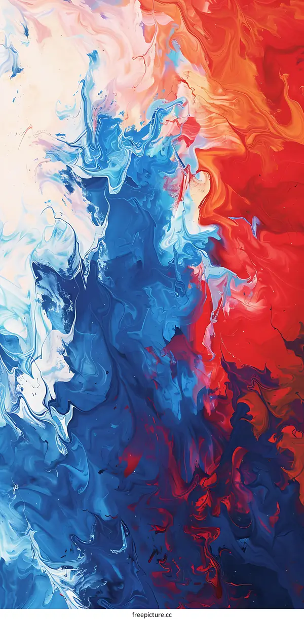 Abstract Blue and Red Swirling Liquid Background