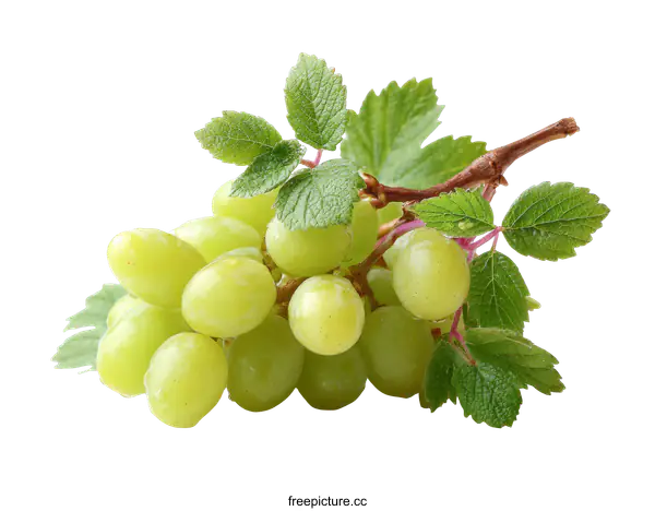 [Transparent Background PNG]Fresh Green Grapes with Leaves