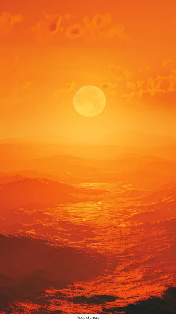 Lava landscape with a large moon