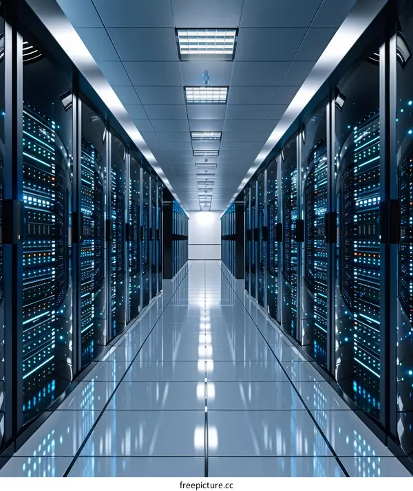 Server room with rows of server racks