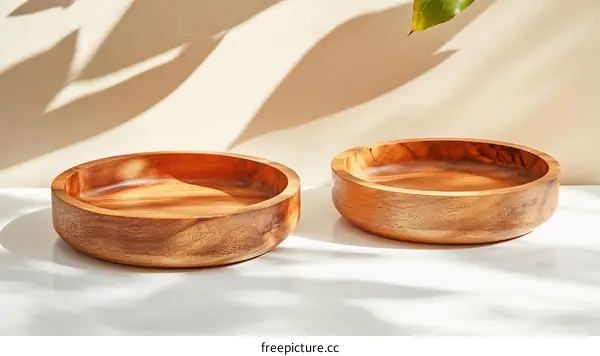 Pair of Wooden Serving Bowls