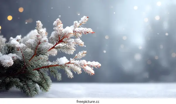 Winter Snow Covered Branches Festive Background