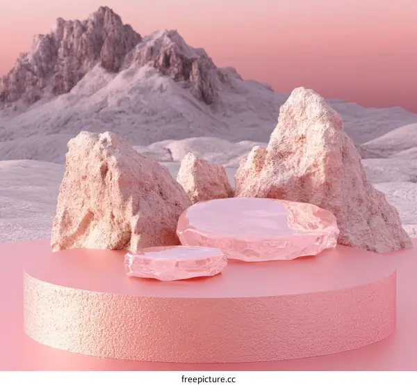 Pink Mountains and Rocks Product Display