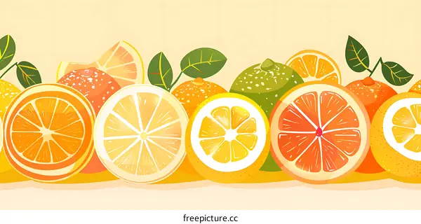 Colorful Citrus Fruit Illustration