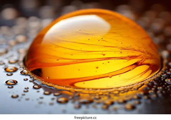 Close-up of a yellow bubble with orange swirls