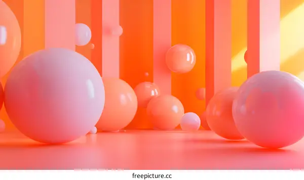 Abstract Pink and Orange 3D Spheres Background