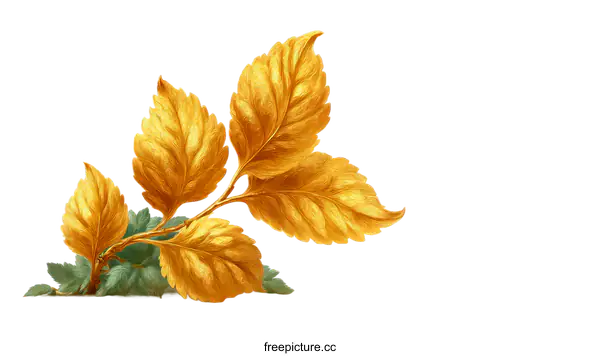 [Transparent Background PNG]Golden Autumn Leaves Decorative Illustration