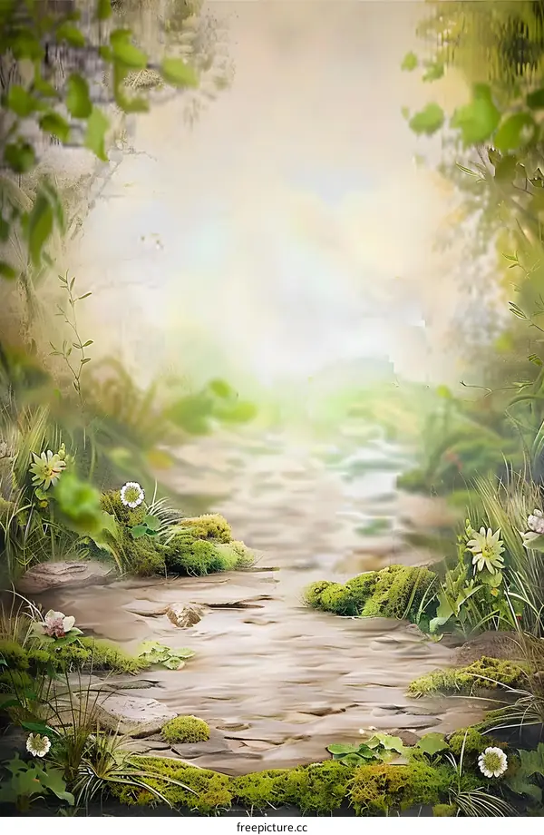 Beautiful Spring Forest Stream Background