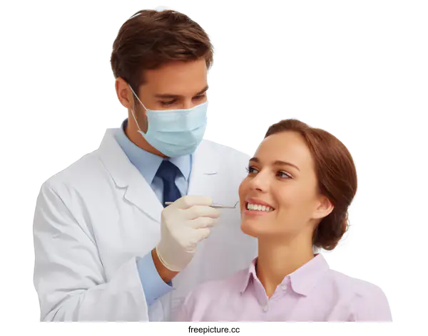 [Transparent Background PNG]Dental Examination by a Dentist