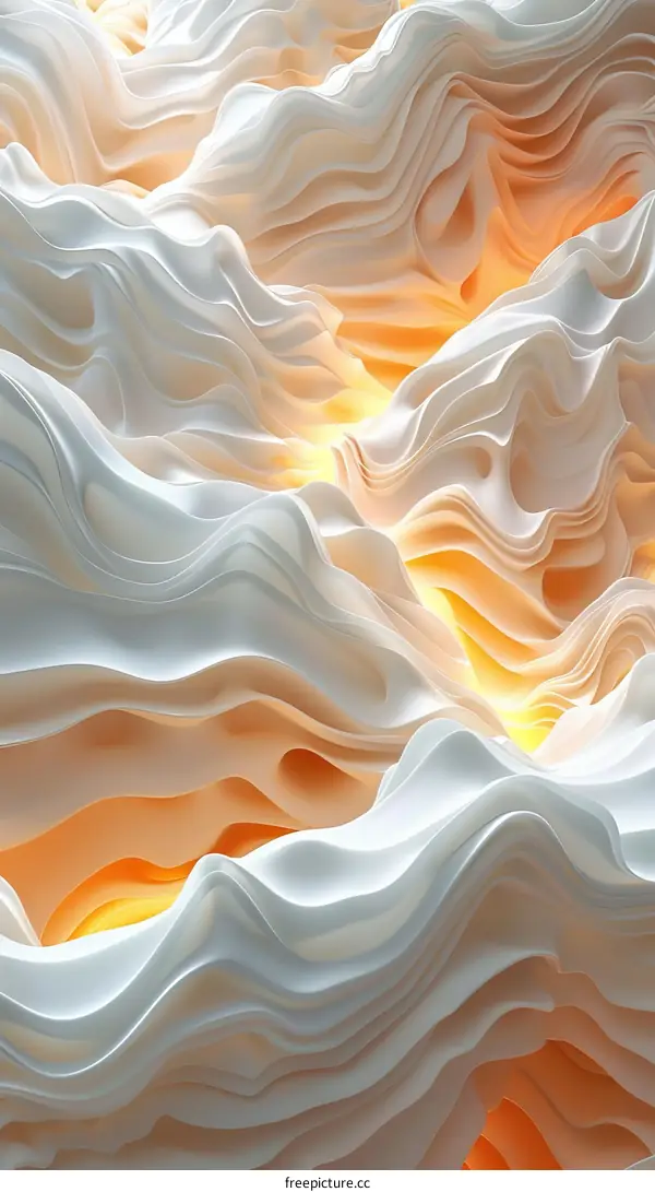 White Orange Modern Abstract Waves Background with Digital Flow