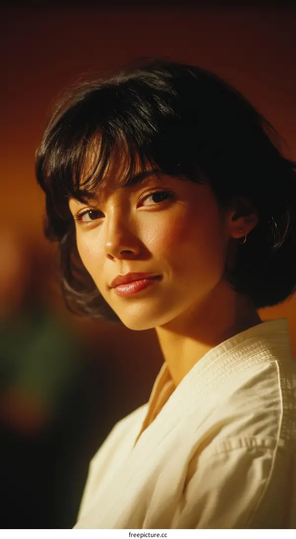 Close-up Portrait of a Woman in a Karate Gi
