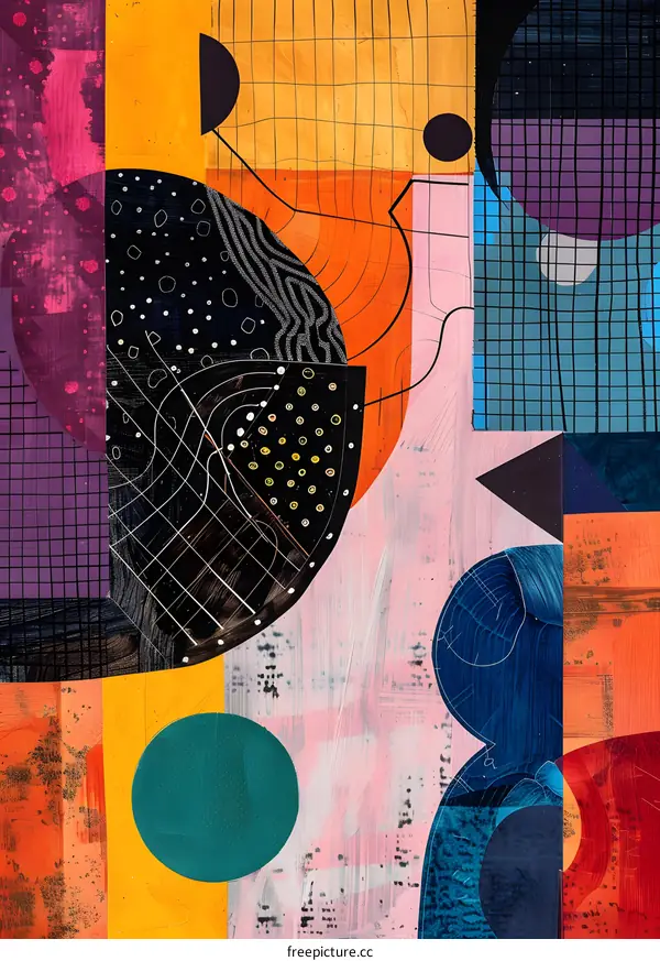 Abstract Geometric Shapes in Colorful Pattern