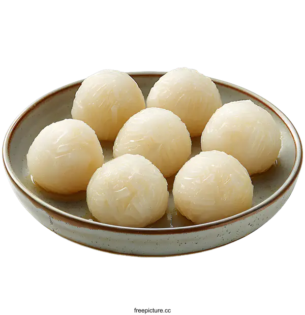 [Transparent Background PNG]peeled lychee in bowl