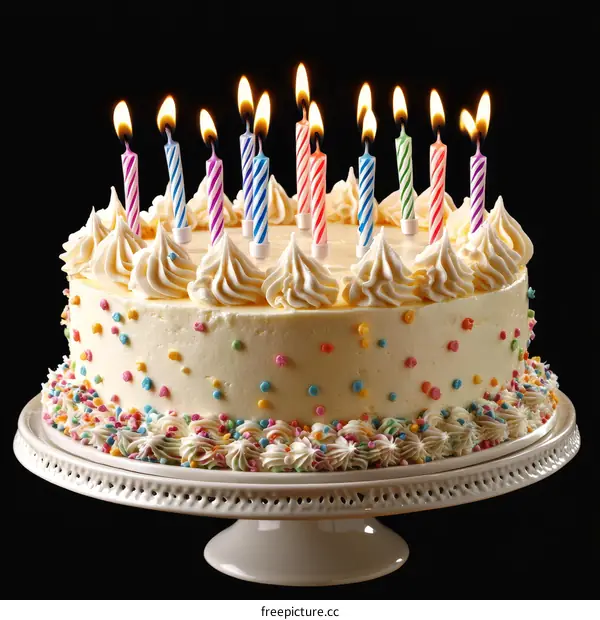 Birthday Cake with Candles and Sprinkles