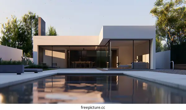 Modern Minimalist Home Exterior with Swimming Pool