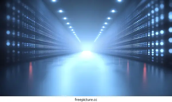 Futuristic LED Wall Corridor Illustration