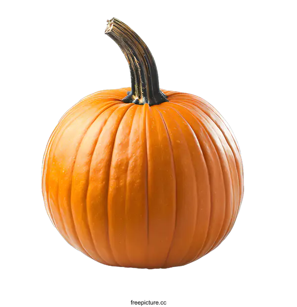 [Transparent Background PNG]Single Orange Pumpkin Isolated on White Background