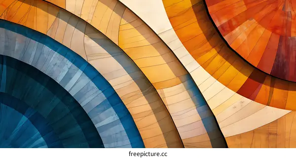 Abstract Wood Art Background with Curved Shapes