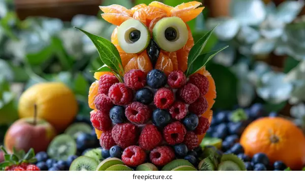 Adorable owl made of fruits and vegetables