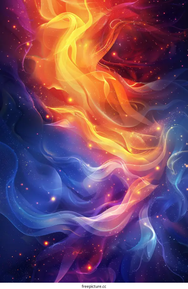 Colorful Flames in Space
