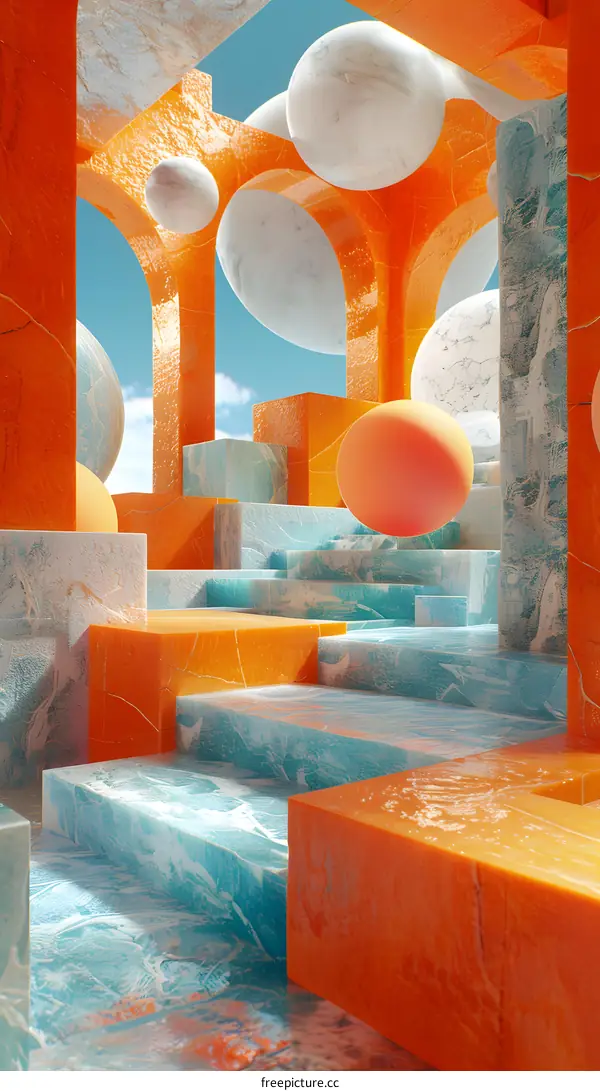 The combination of geometric shapes and colors