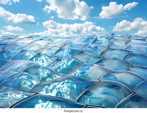 Wavy glass roof of the shopping mall