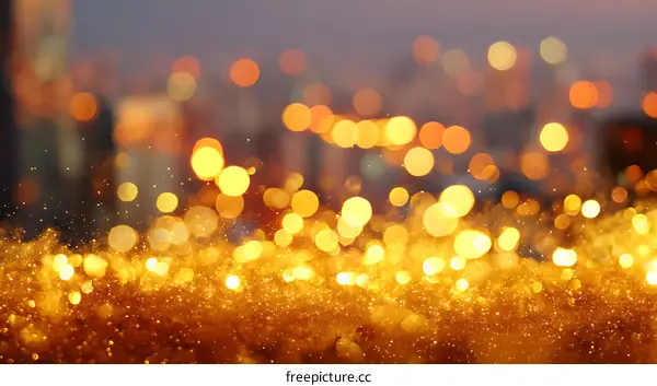 Golden City Lights Bokeh Background
