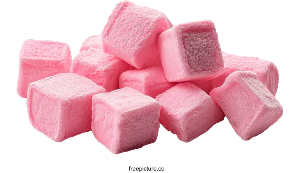[Transparent Background PNG]Pile of Pink Square Marshmallows